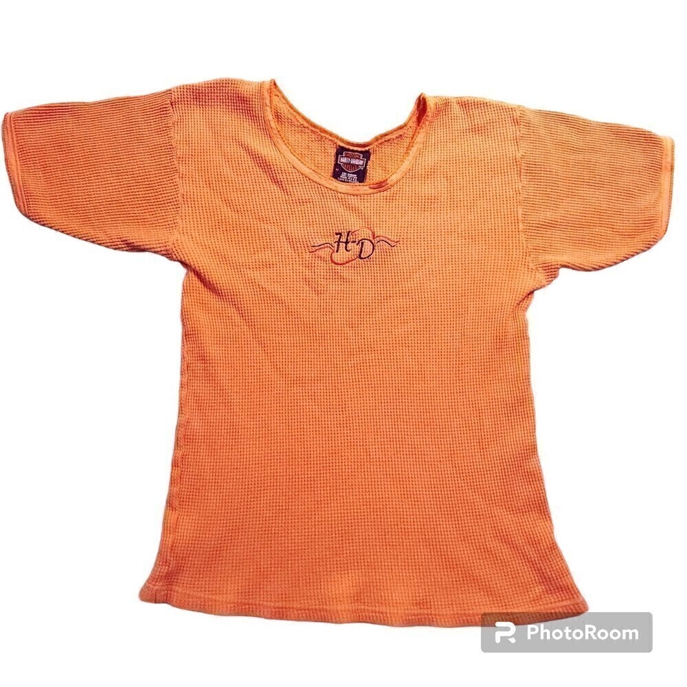 Y2k Harley Davidson sz M Waffle Embroidered Shirt
